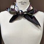 Seidentuch dunkelrot braun blau gemustert