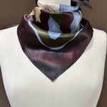 Seidentuch dunkelrot braun blau gemustert Dreieckstuch