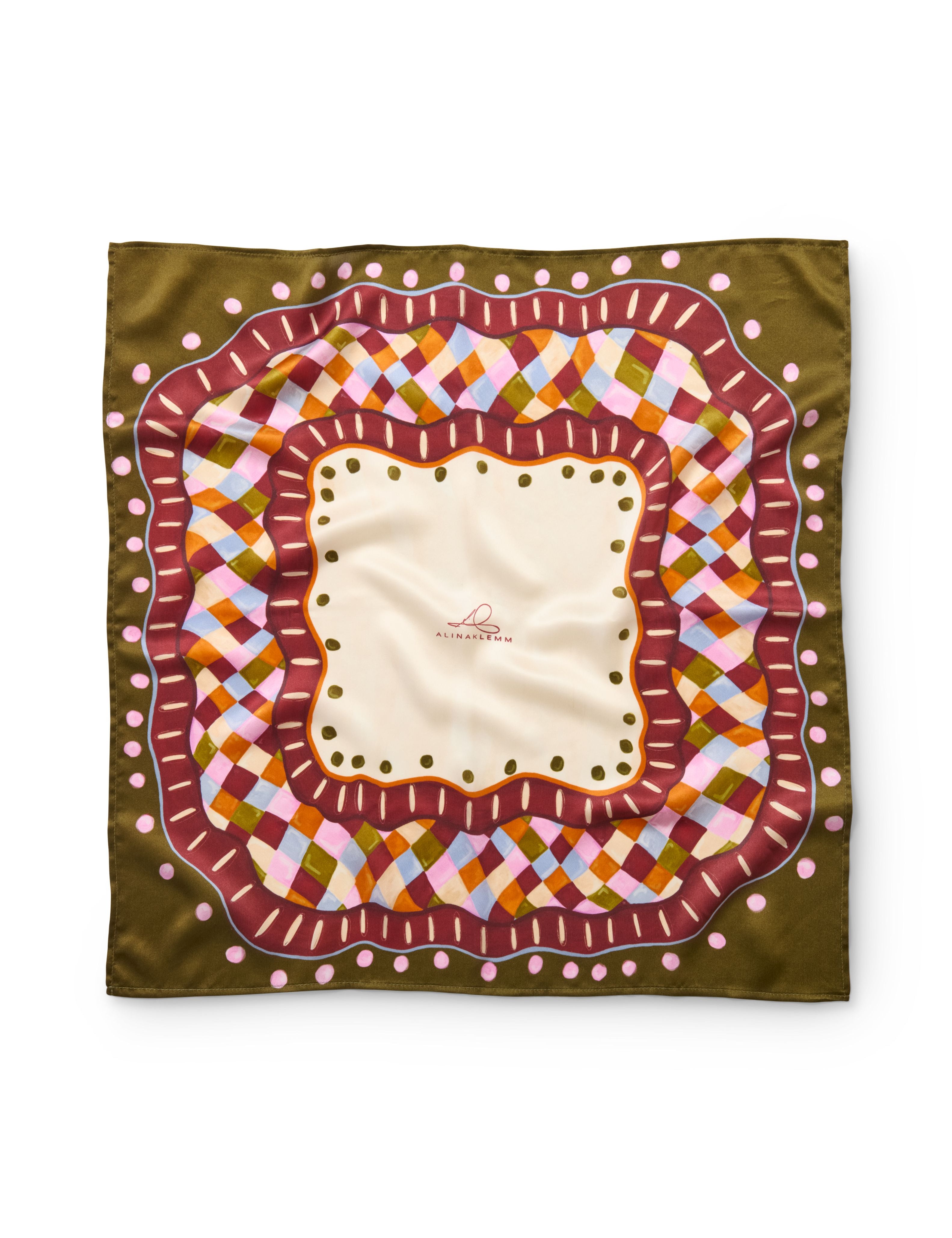 Seidentuch oliv gruen kariert ALINA KLEMM 