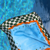 Seidentuch klein blau orange kariert