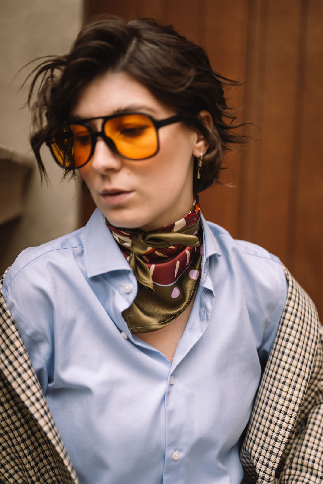 Seidentuch oliv kariert als Seidenaccessoire