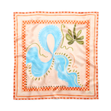 Seidentuch rosa orange blau gemustert