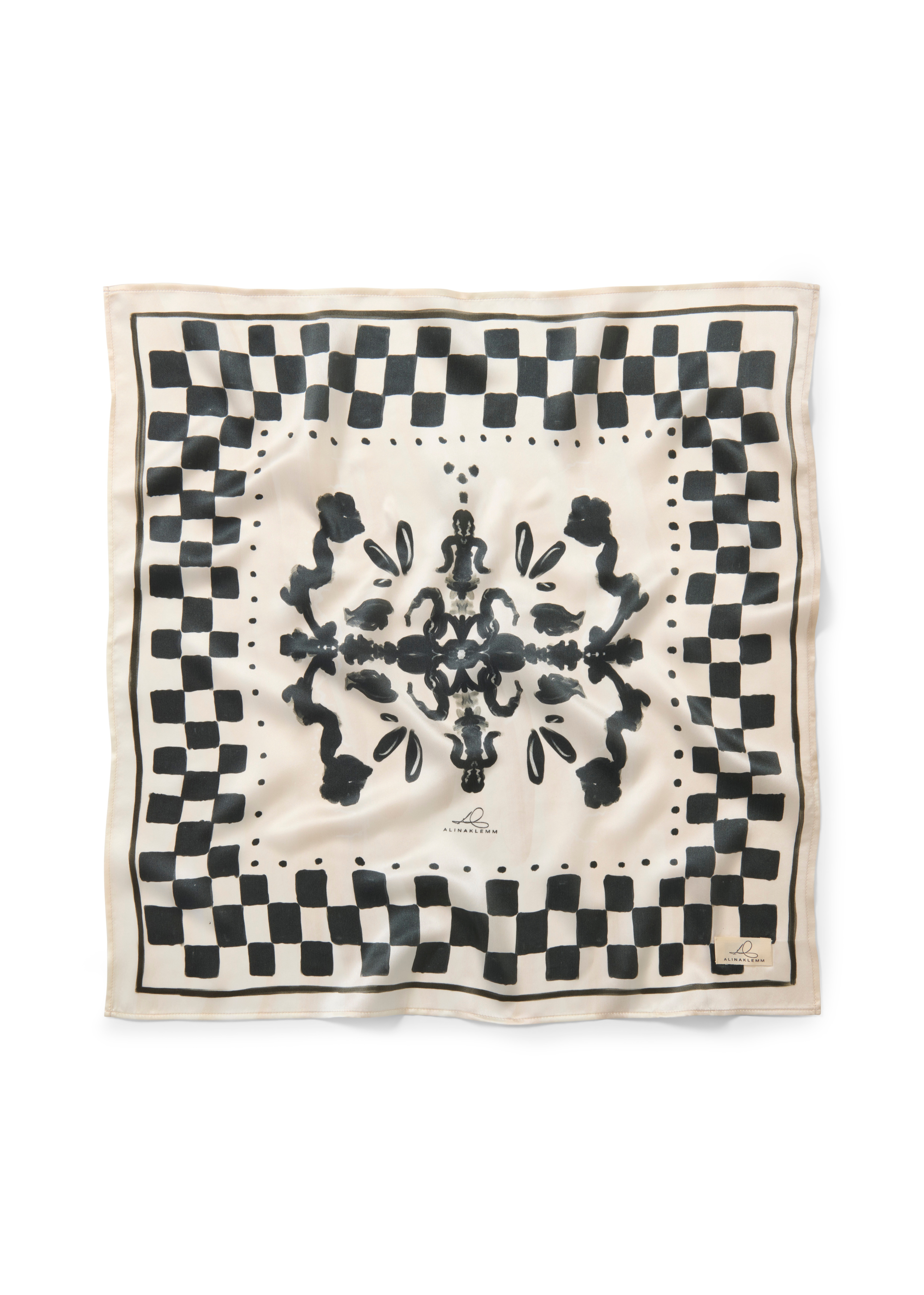 Seidentuch schwarz beige gemustert Produktbild