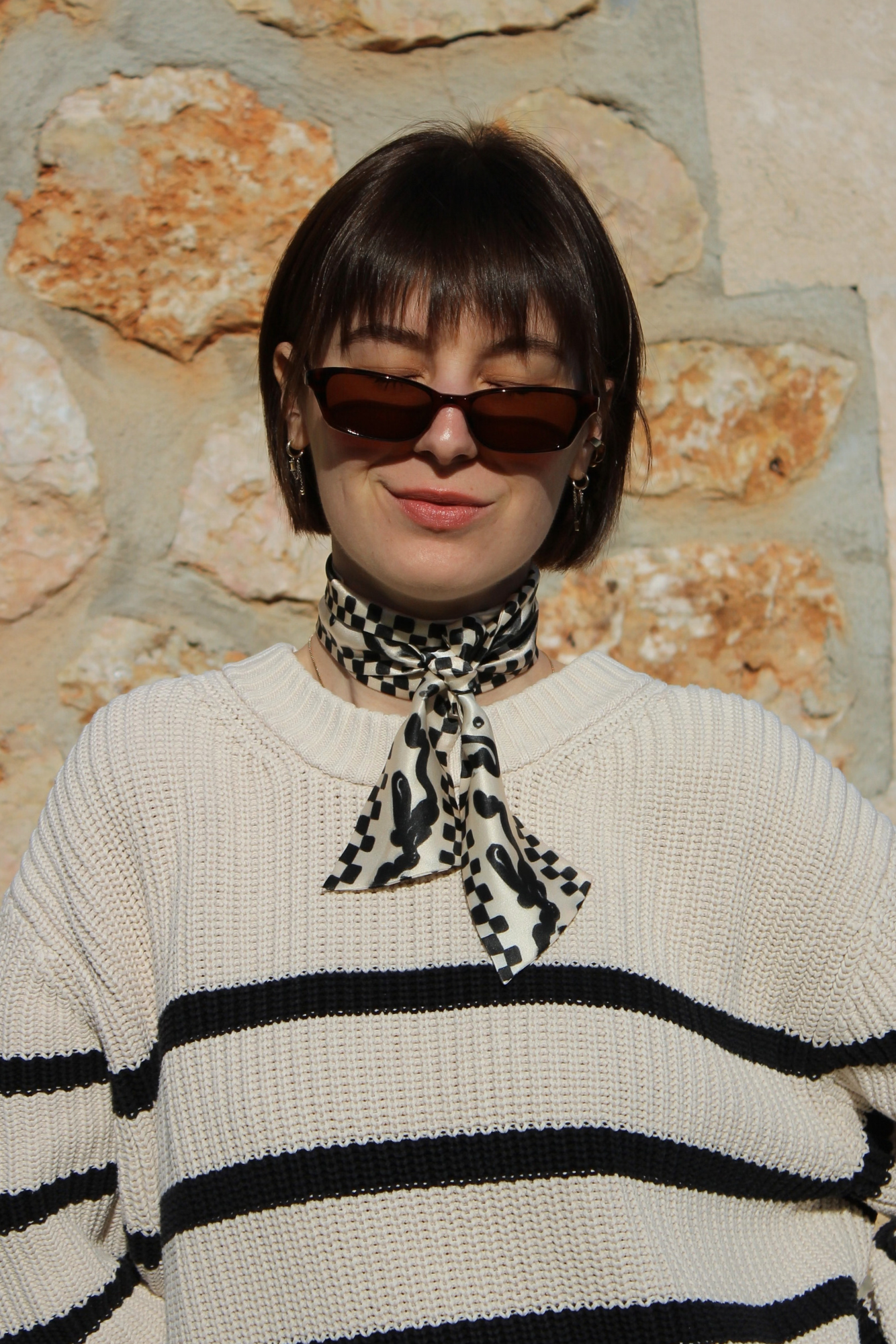 Twilly gemustert schwarz beige geknotet