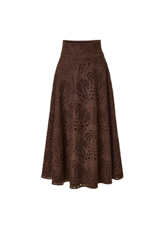 brauner Maxirock Lochstickerei
