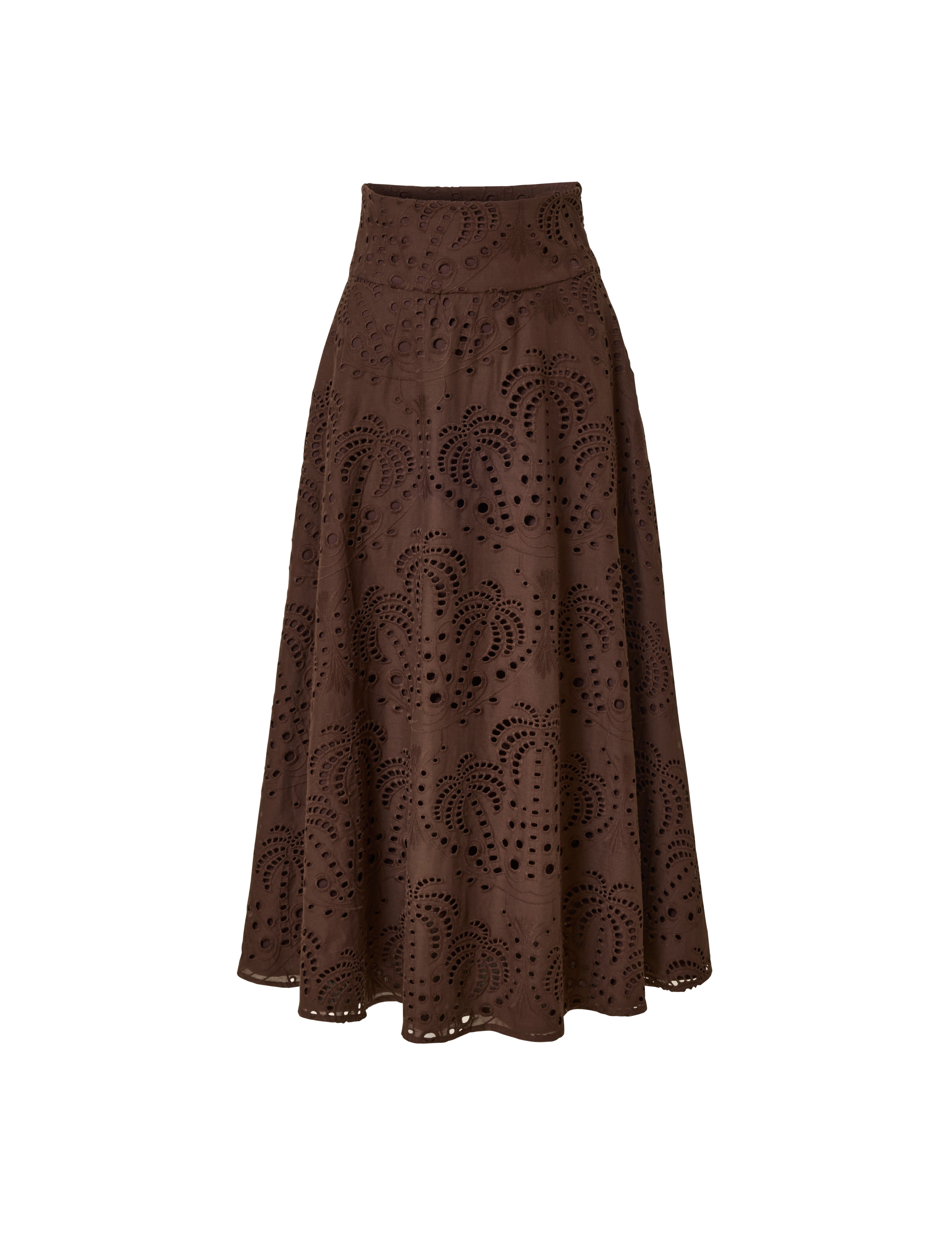 brauner Maxirock Lochstickerei
