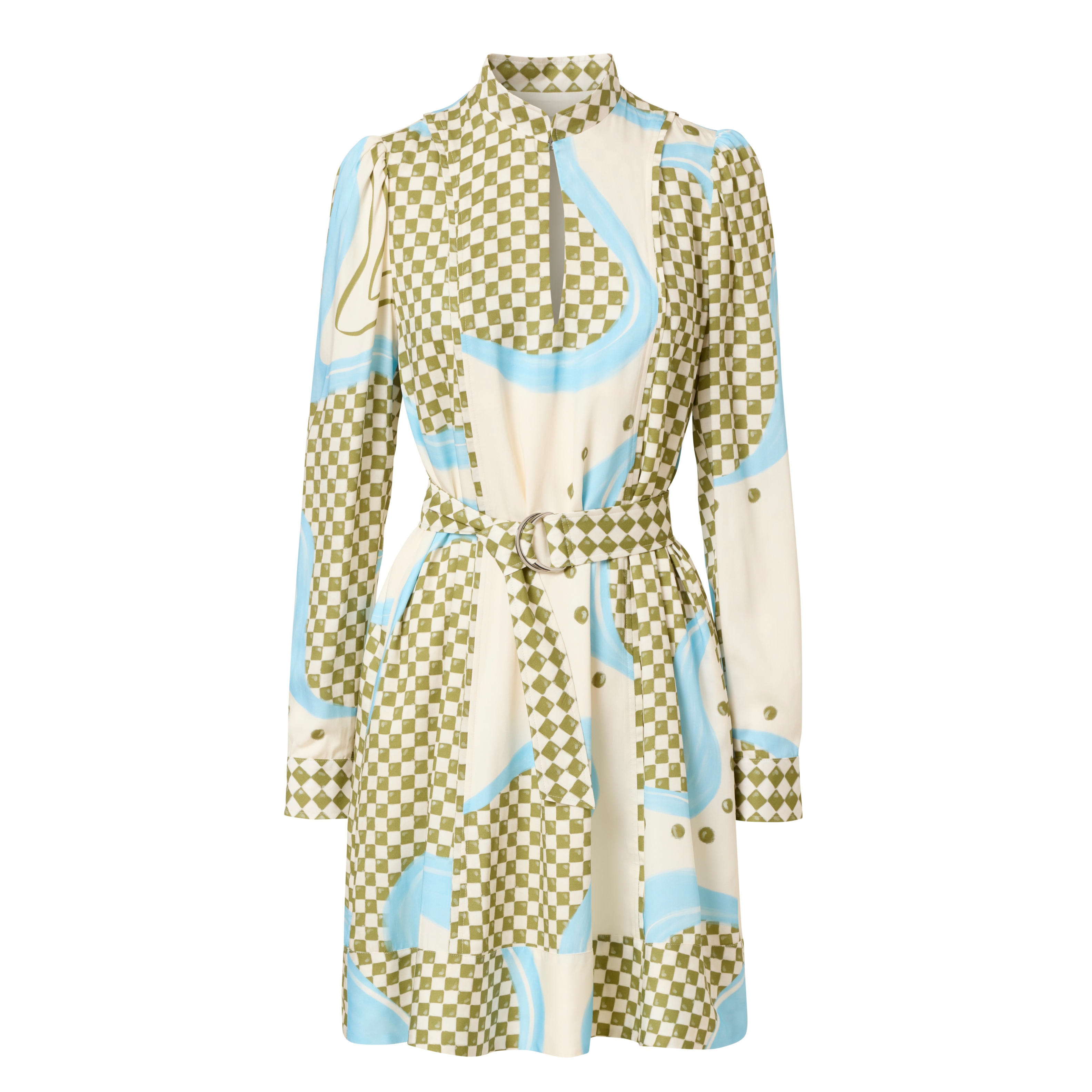 festliches Kleid kariert mit Gürtel
