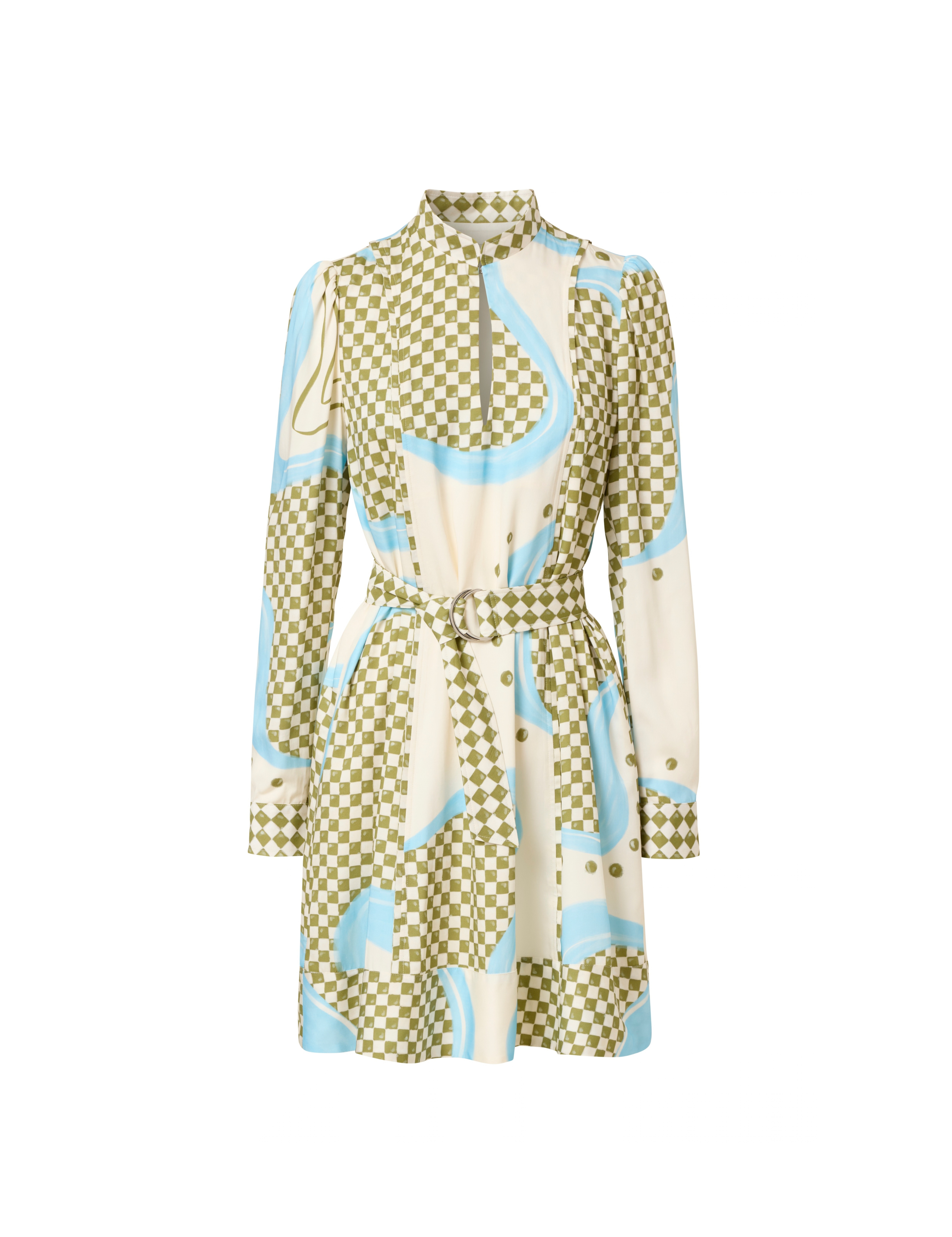 festliches Kleid kariert mit Gürtel