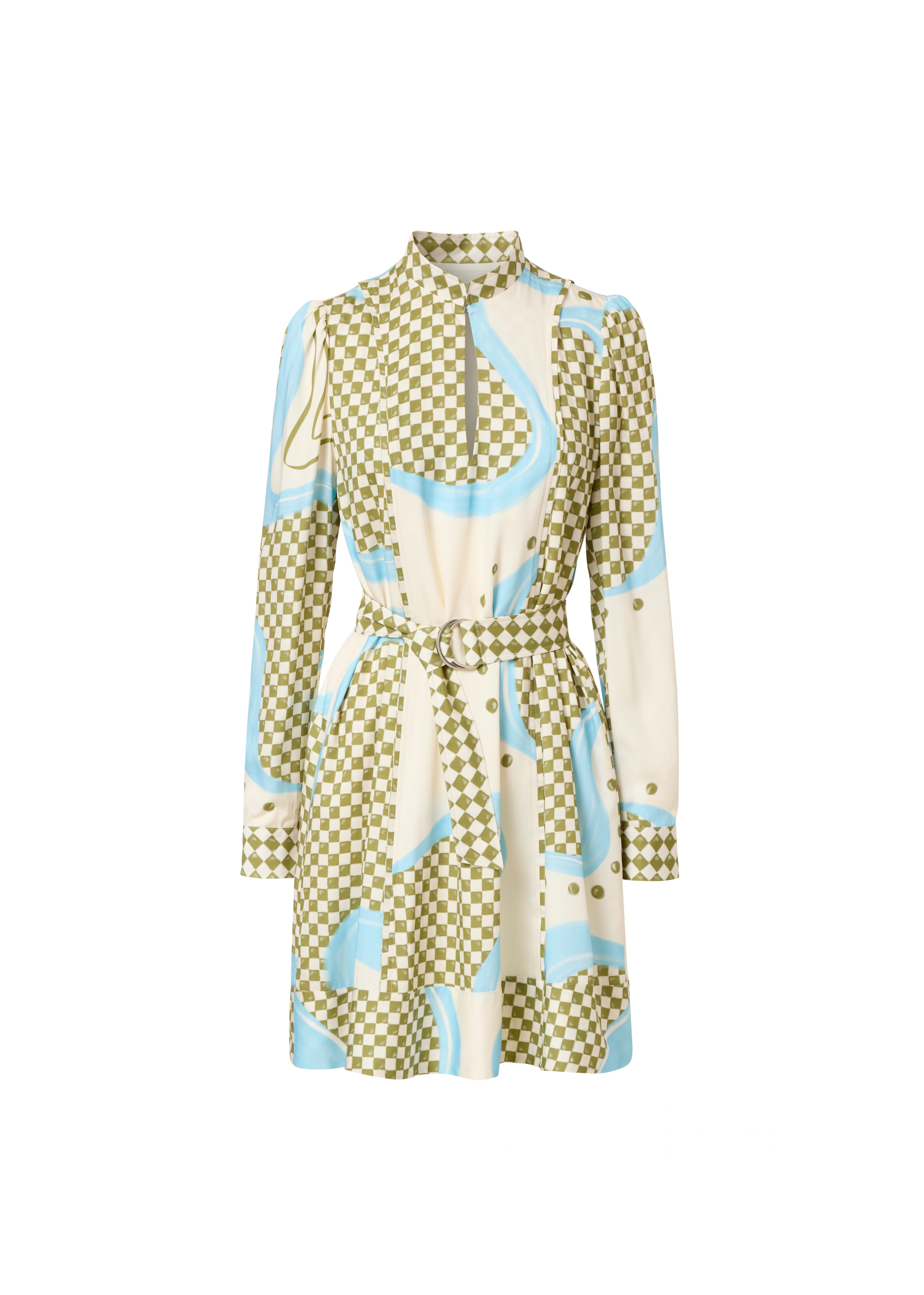 festliches Kleid kariert mit Gürtel