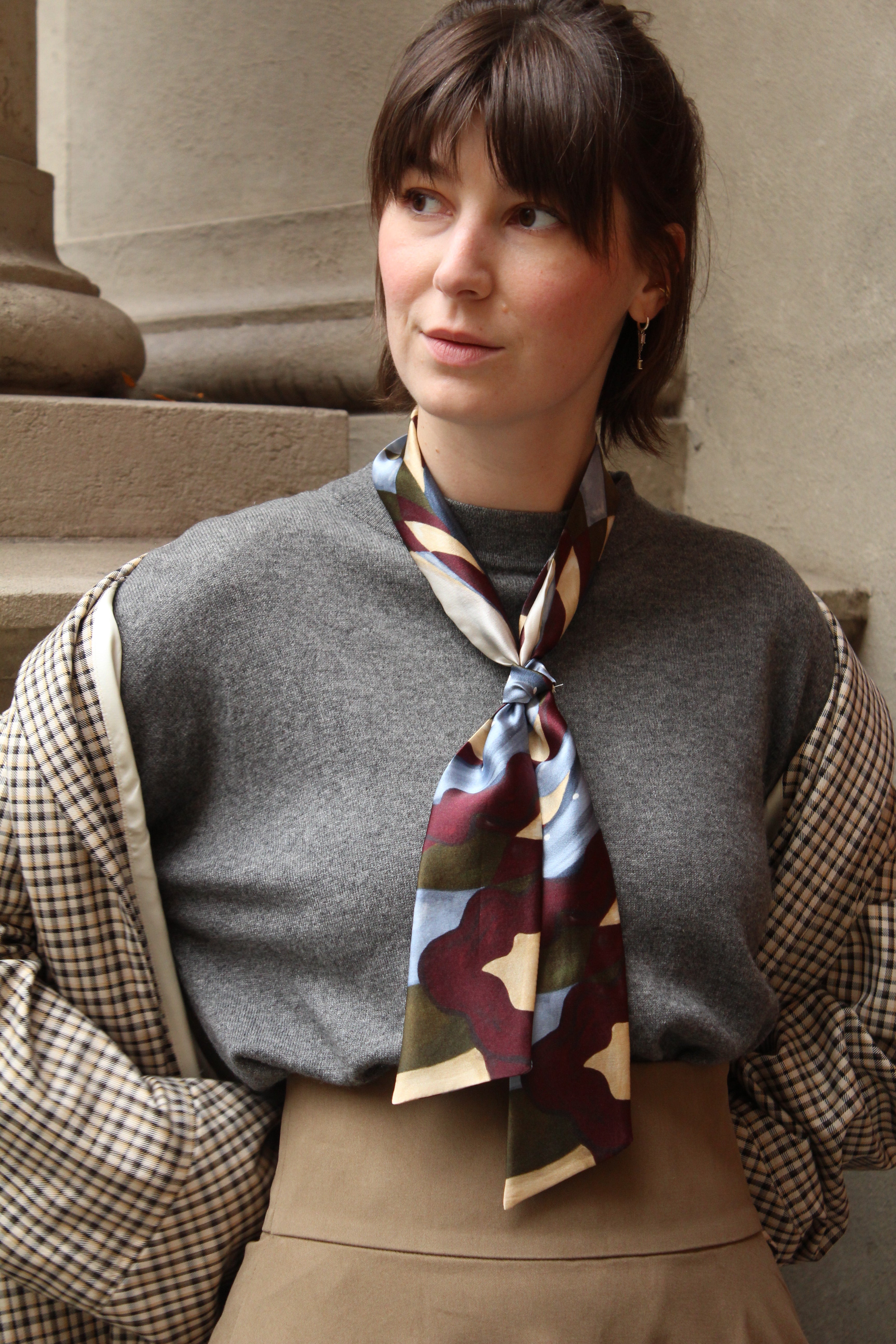 seidenschal weinrot grün seidenband von Alina Klemm