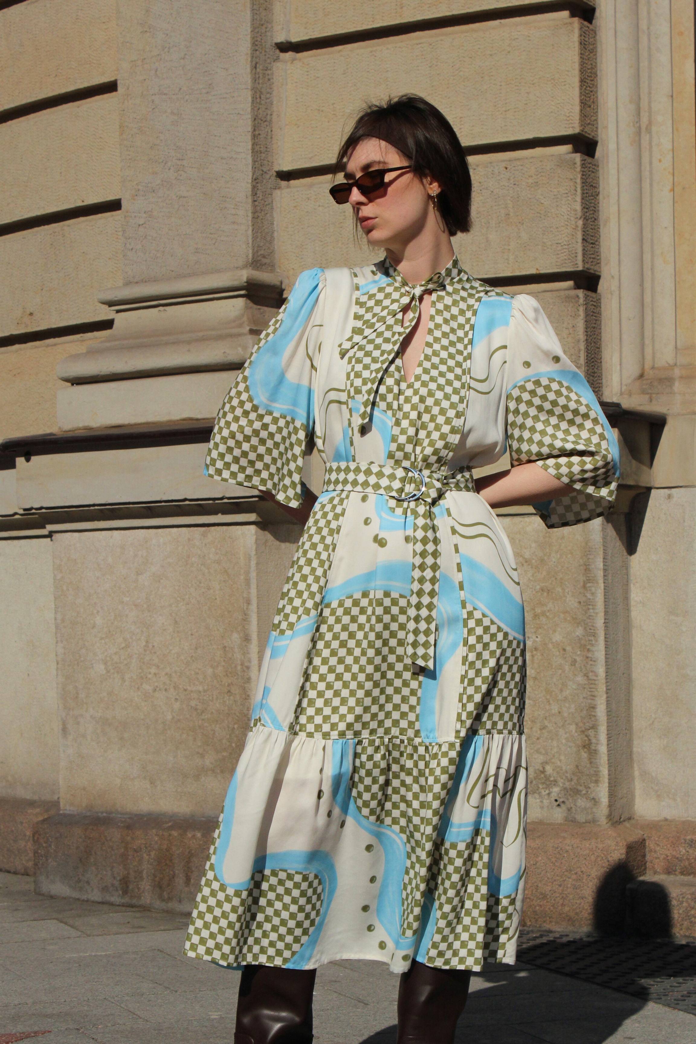 sommerliches Kleid kariert blau 