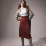 Taillenrock rot aus viskose satin