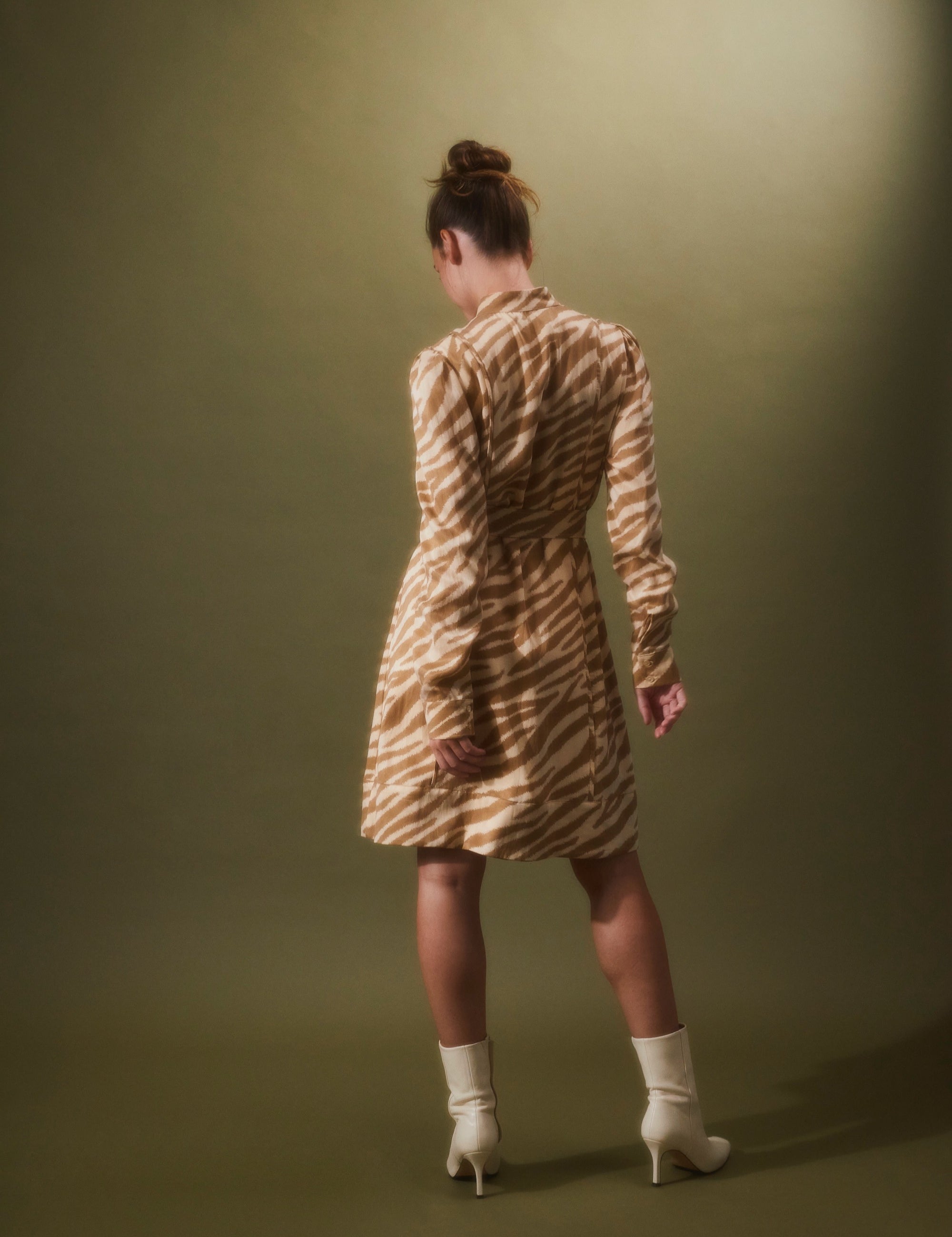 festliches Kleid animal print beige